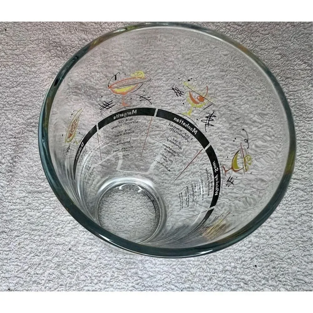 Vintage 1960’s Cocktail Shaker Glass With Recipes MCM Retro Bar Atomic Libbey